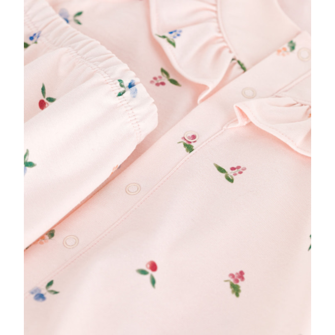 Babies' short-sleeved fruit print cotton dress and bloomers