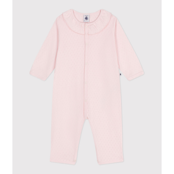 Babies' footless cotton pyjamas with a Peter Pan collar