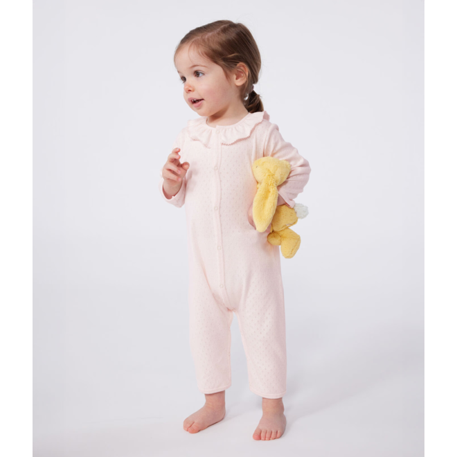 Babies' footless cotton pyjamas with a Peter Pan collar