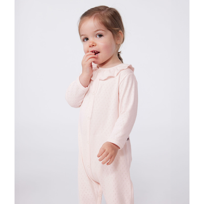 Babies' footless cotton pyjamas with a Peter Pan collar