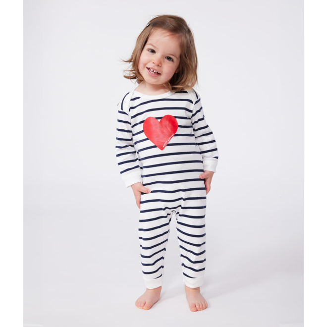 Babies' heart pattern popper-free cotton pyjamas