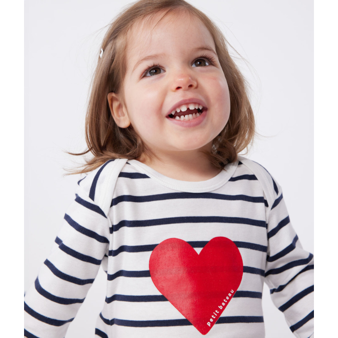 Babies' heart pattern popper-free cotton pyjamas