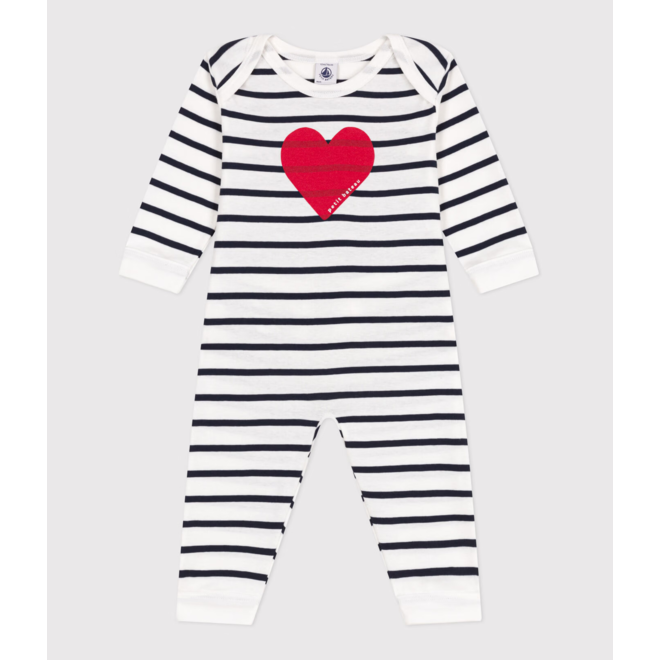 Babies' heart pattern popper-free cotton pyjamas