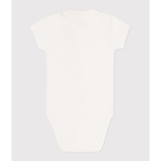 Newborns' short-sleeved cotton body with a collar