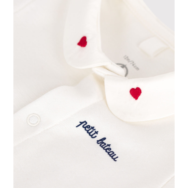 Newborns' short-sleeved cotton body with a collar