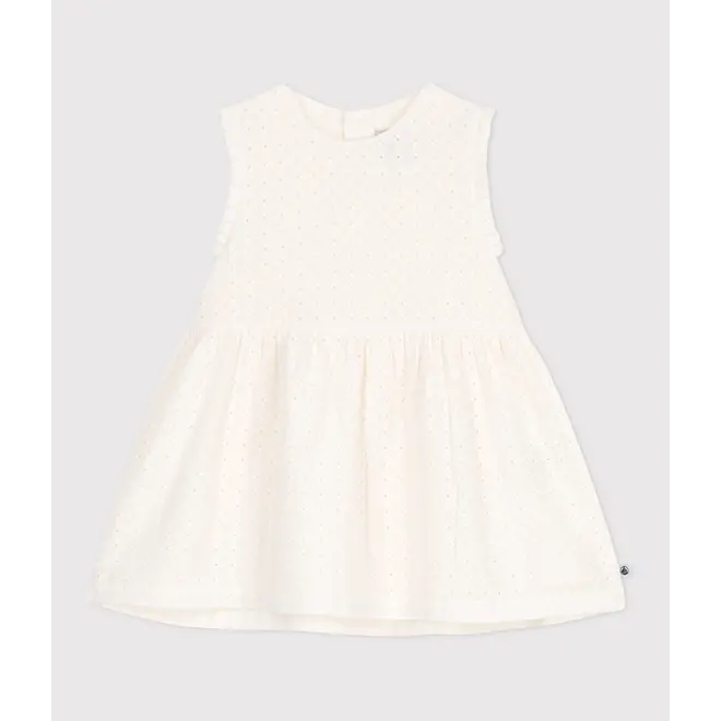 Babies' sleeveless white cotton broderie anglaise dress