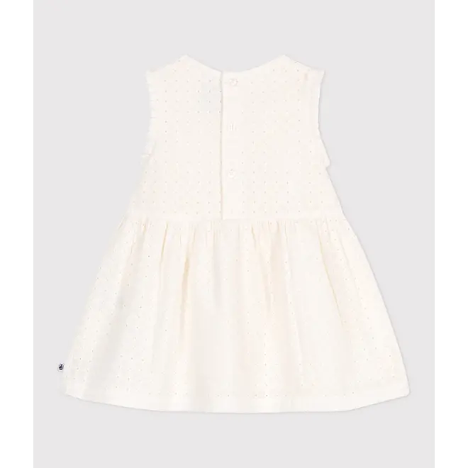 Babies' sleeveless white cotton broderie anglaise dress