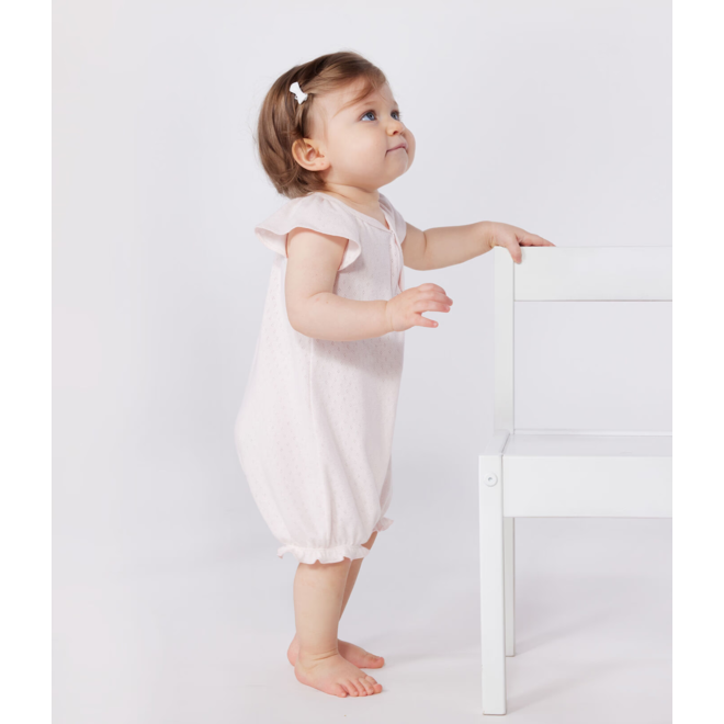 Babies' short plain cotton jumpsuit