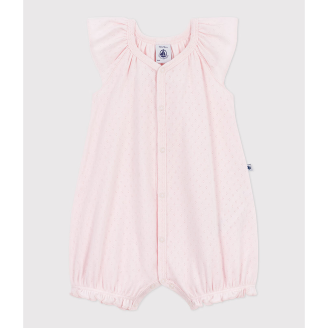 Babies' short plain cotton jumpsuit