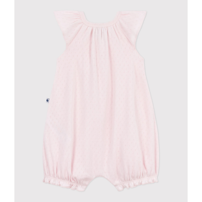 Babies' short plain cotton jumpsuit
