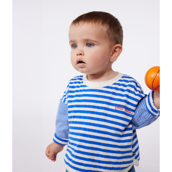 Babies' long sleeved stripy cotton T-shirt