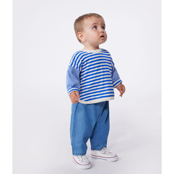 Babies' long sleeved stripy cotton T-shirt