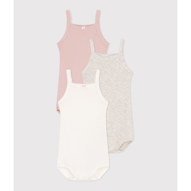 Babies' strappy plain cotton bodies - 3-Pack