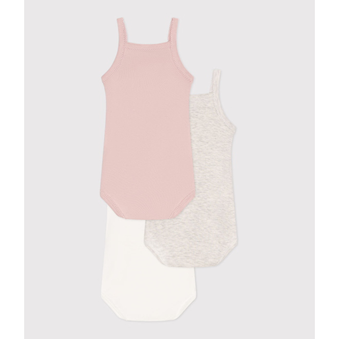 Babies' strappy plain cotton bodies - 3-Pack