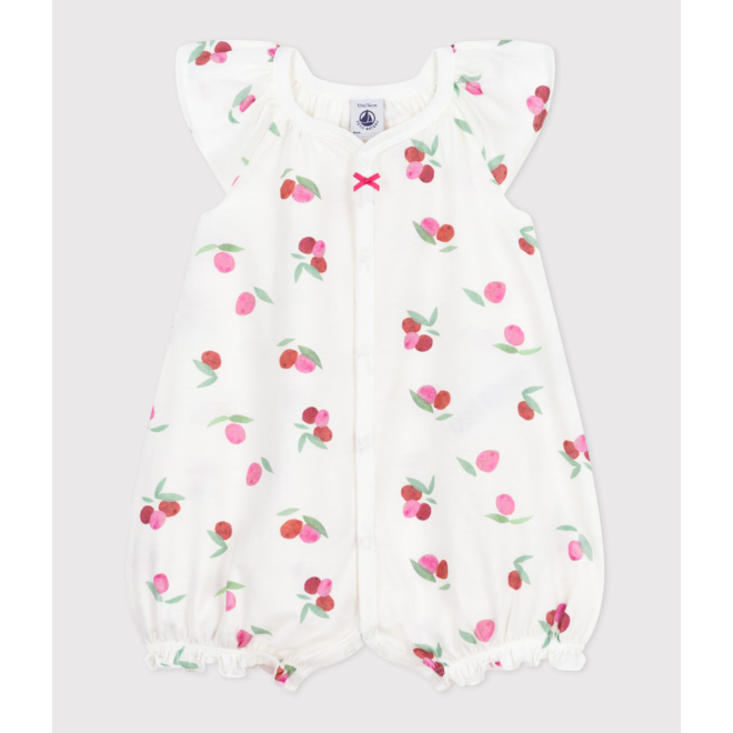 Babies' short fruit-pattern cotton jumpsuit