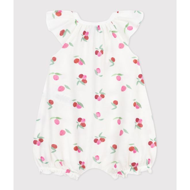 Babies' short fruit-pattern cotton jumpsuit