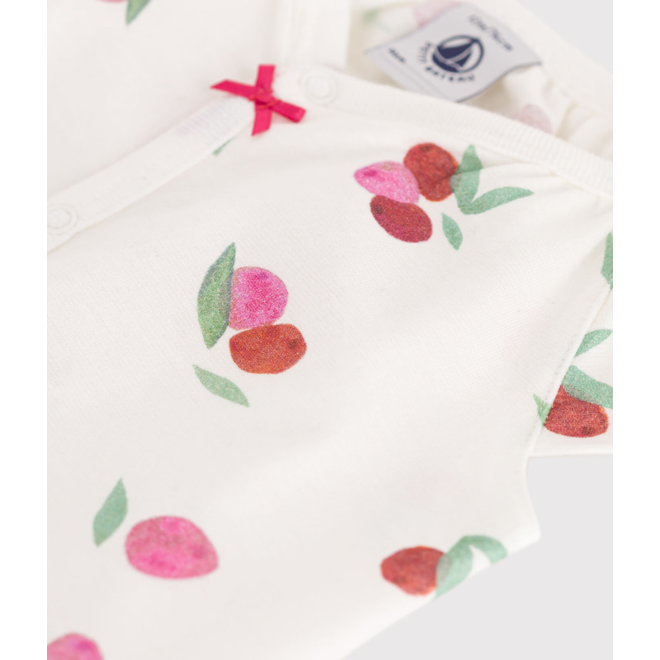 Babies' short fruit-pattern cotton jumpsuit