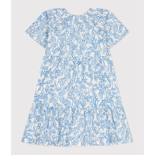 Children's dress in printed cotton with short sleeves
