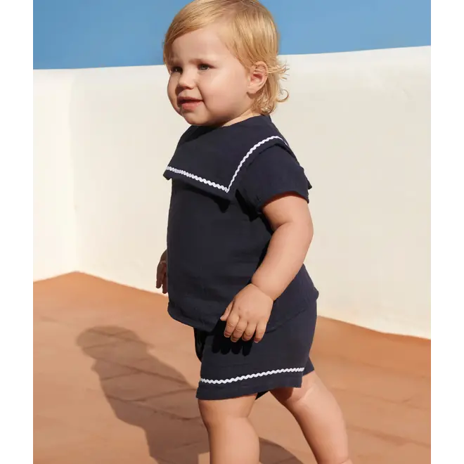 Babies' two-piece cotton outfit with nautical details