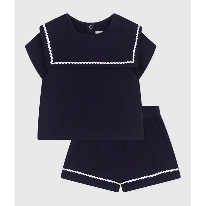 Babies' two-piece cotton outfit with nautical details