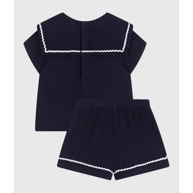 Babies' two-piece cotton outfit with nautical details