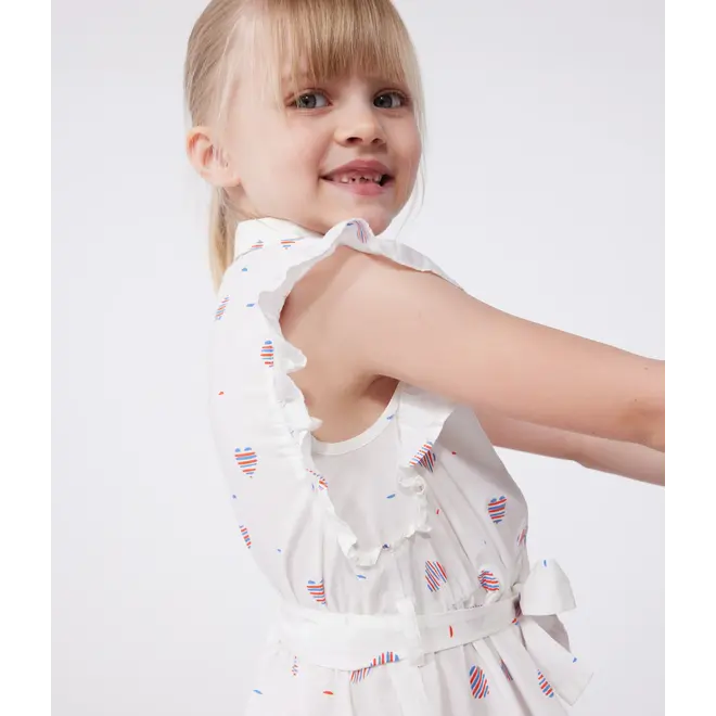 Children's sleeveless heart-print cotton dress