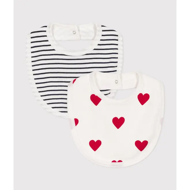 PACK OF 2 COTTON BABY BIBS Heart