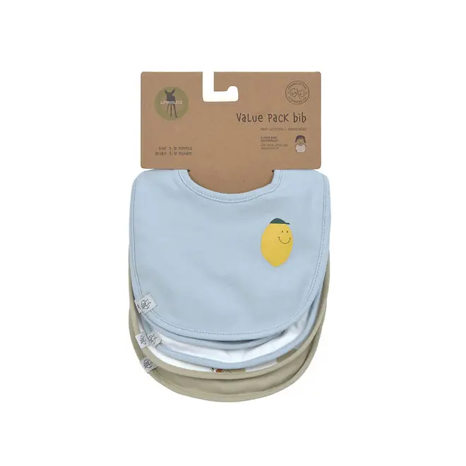 Lassig - Happy Fruits - Value Pack Bib (5 pcs) - Lemon
