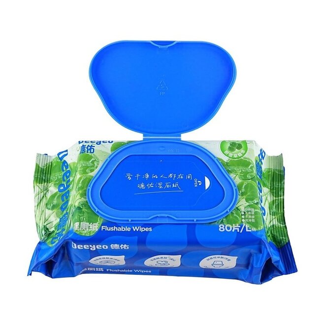 DEEYEO FLUSHABLE WIPES 80CS HERBAL