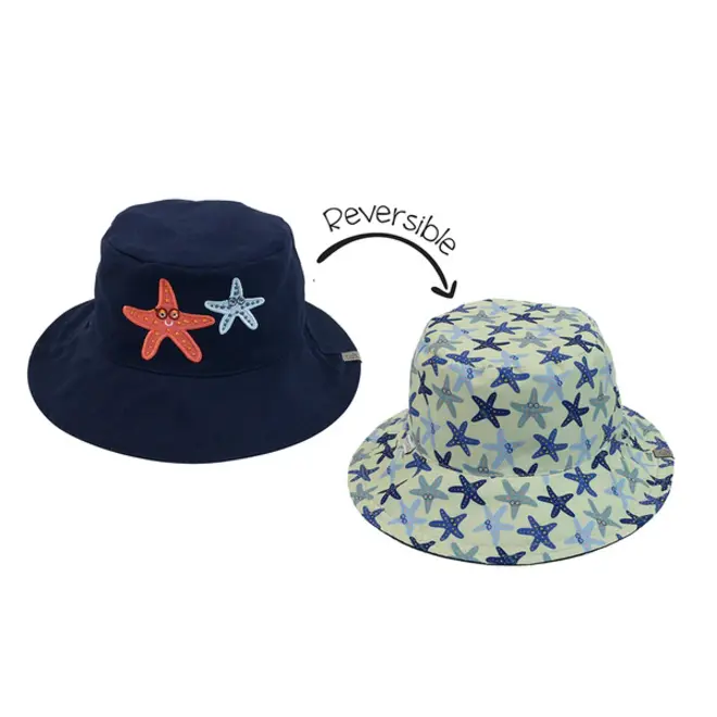FlapJackKids - Kids Reversible Mixed Sun Hat - Starfish
