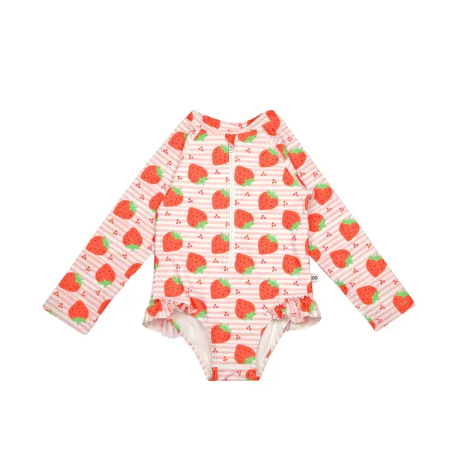 ZOOCCHINI - Rashguard Ruffled 1pc Swimsuit - Strawberry