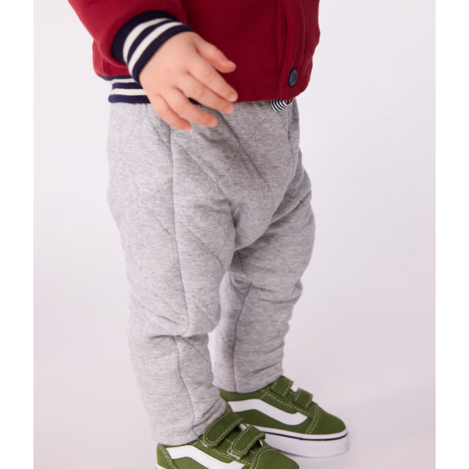 Babies' plain thick cotton trousers Grey