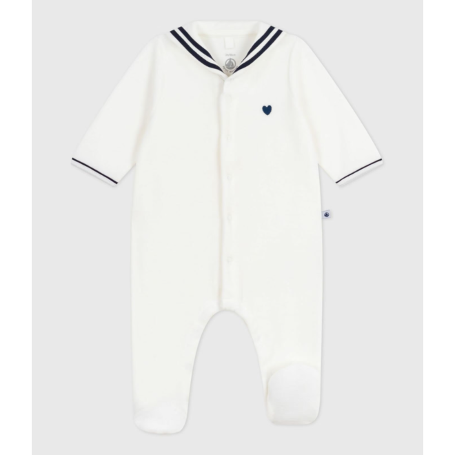 Babies' velour pyjama suit with a sailor collar