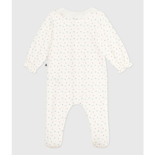 Babies' heart-print velour pyjama suit with a collar
