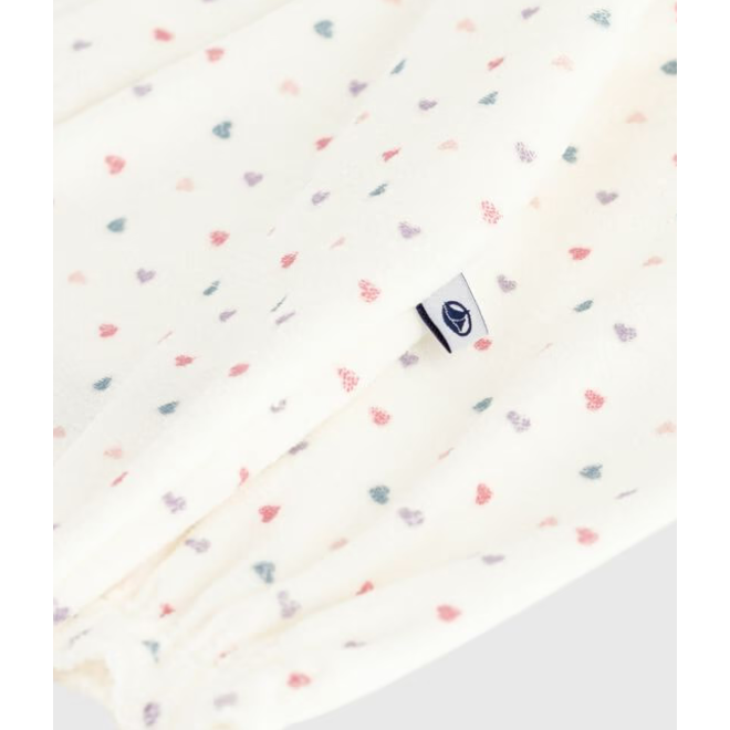 Babies' heart-print velour pyjama suit with a collar