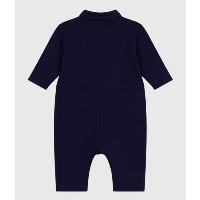 Babies' long, plain overall-style cotton playsuit