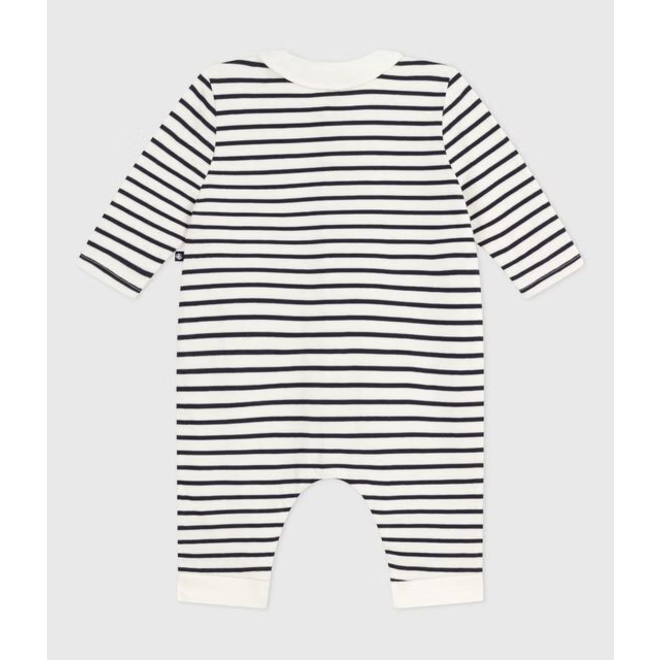 Babies Breton stripe cotton playsuit with a collar