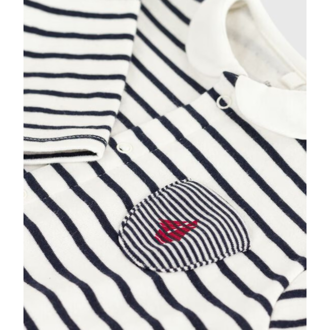 Babies Breton stripe cotton playsuit with a collar