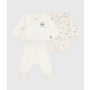 Babies' 3-piece set with a penguin print wrap-around top and a body