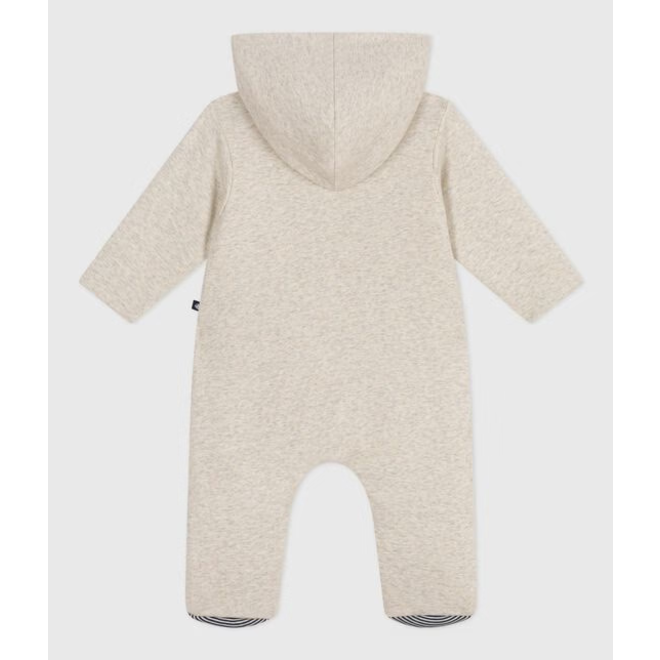 Babies' plain padded playsuit with a hood and feet