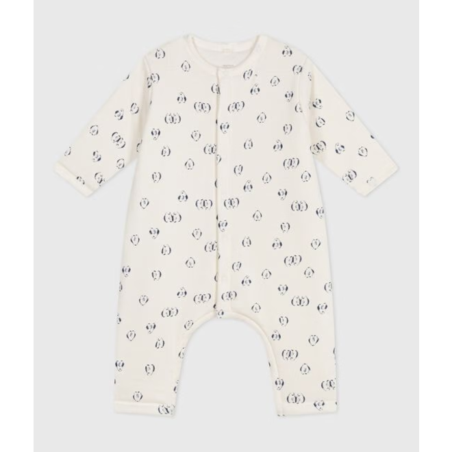 Babies' padded penguin-print cotton jumpsuit