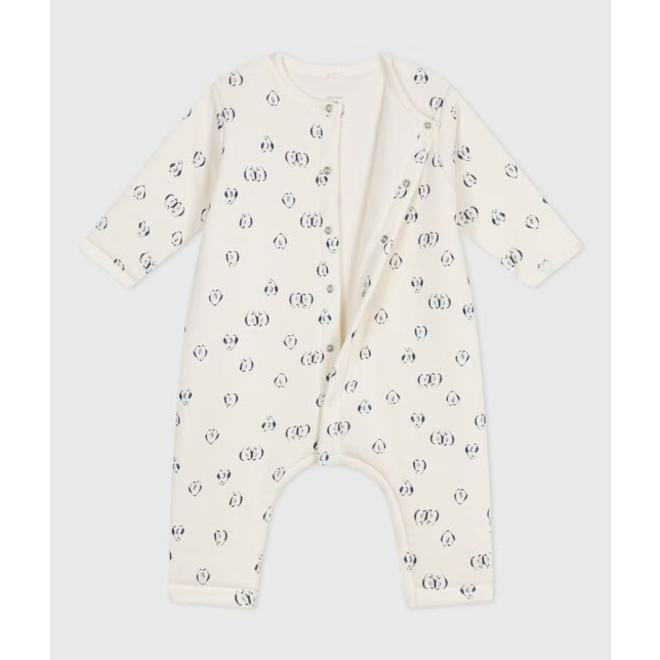 Babies' padded penguin-print cotton jumpsuit
