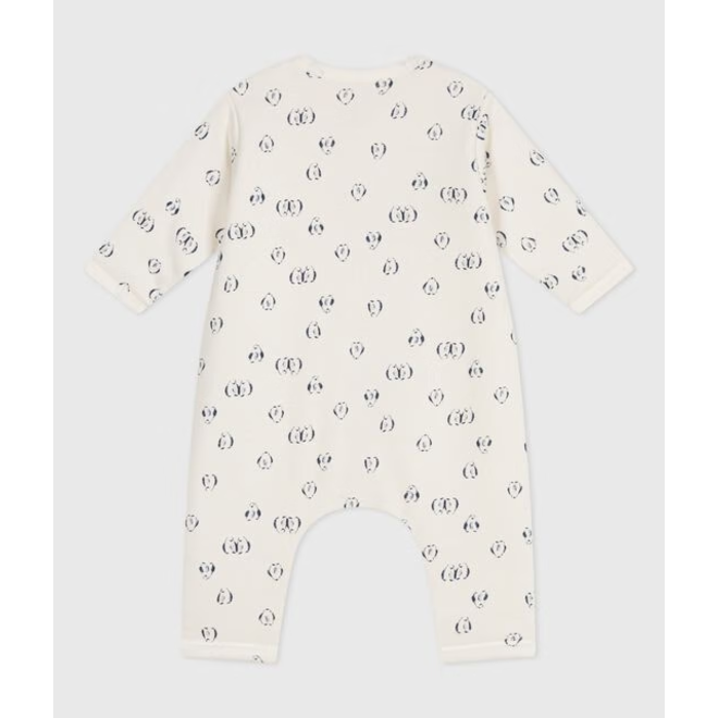 Babies' padded penguin-print cotton jumpsuit