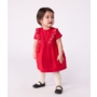 Babies' short-sleeved plain cotton dress with matching bloomers