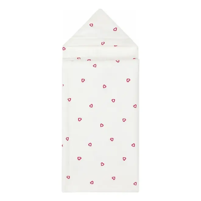 Babies' terry bath cape with embroidered hearts