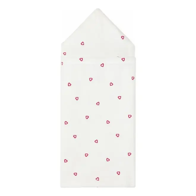 Babies' terry bath cape with embroidered hearts