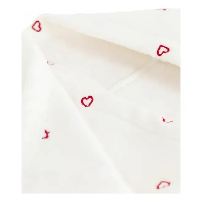 Babies' terry bath cape with embroidered hearts