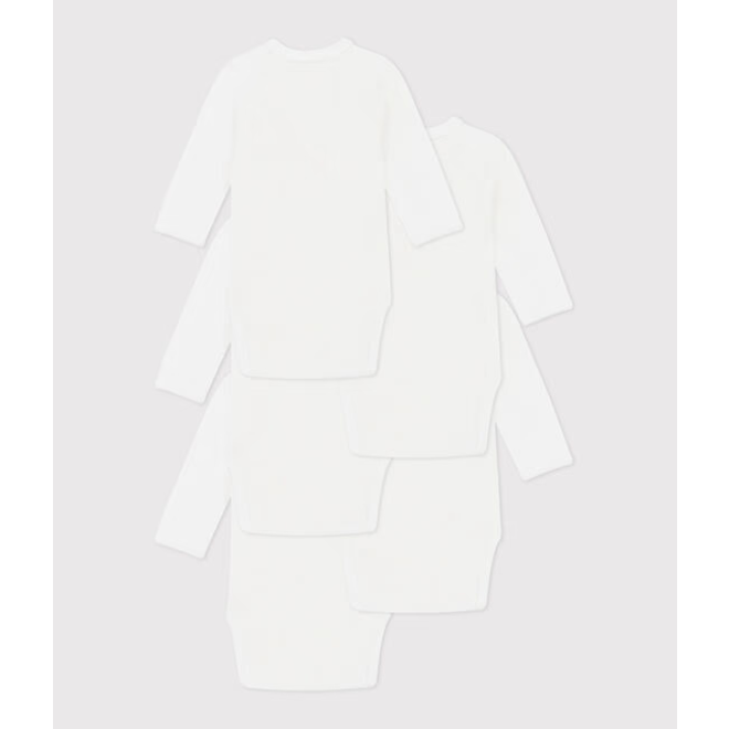 Babies' long-sleeved wrapover cotton bodysuits - 5-Pack