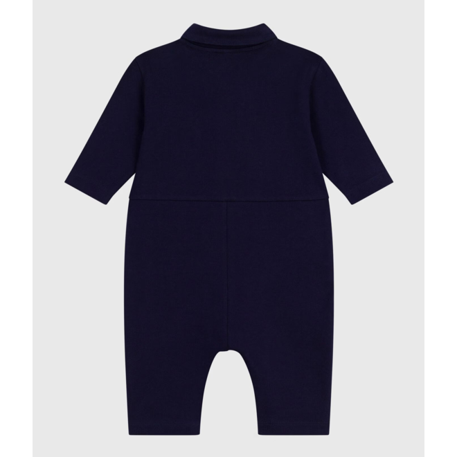 Babies' long, plain overall-style cotton playsuit