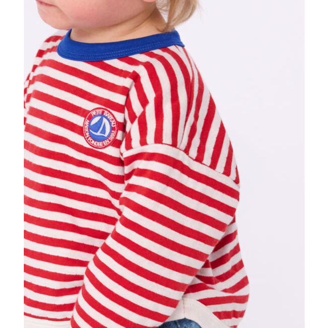 Babies' long-sleeved stripy cotton T-Shirt